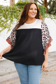 Plus Size Printed Ruffled Blouse