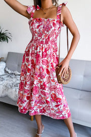 Floral Tie Shoulder Midi Dress