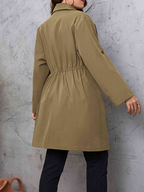 Plus Size Drawstring Trench Coat