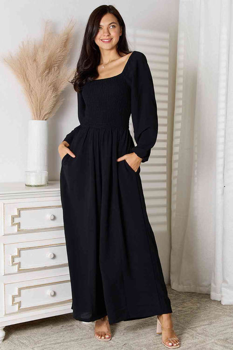 Plus Size Square Neck Jumpsuit with Pockets