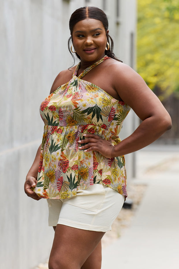 Full Size Floral Halter Top