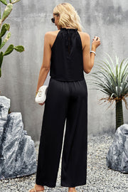 Grecian Neck Sleeveless Top and Pants Set