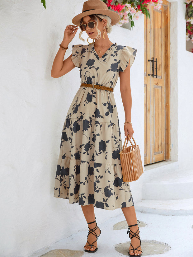 Floral V-Neck Midi Dress