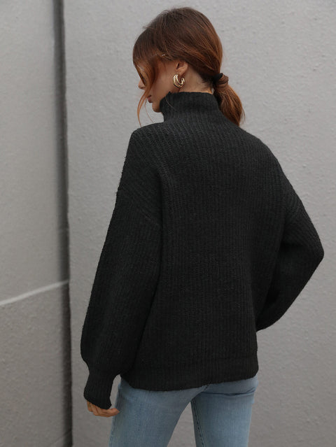 High Neck Knit Pullover Sweater