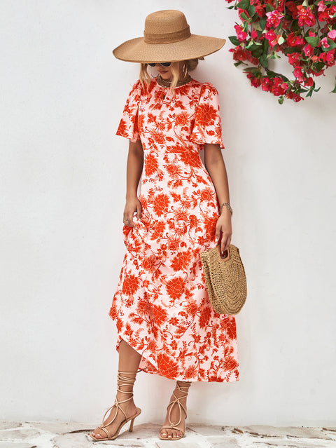 Floral Tied Open Back Dress