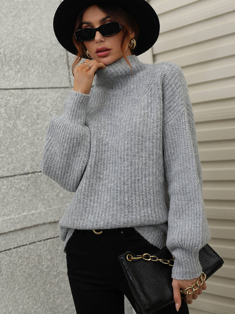 High Neck Knit Pullover Sweater