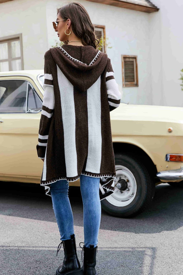 Stripe Hooded Cardigan