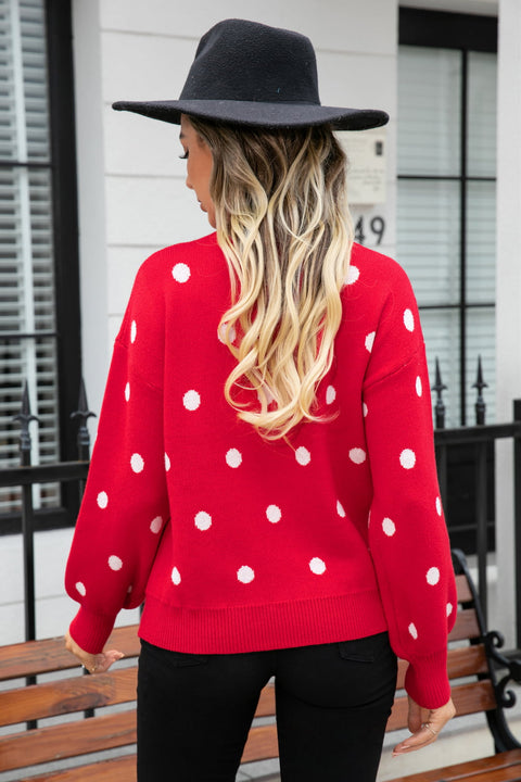 Polka Dot Round Neck Sweater