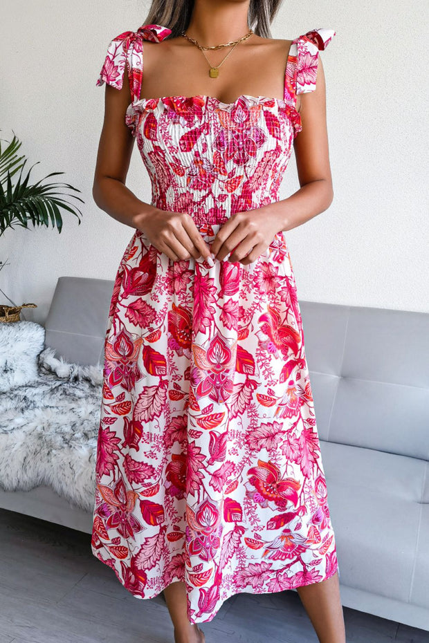 Floral Tie Shoulder Midi Dress