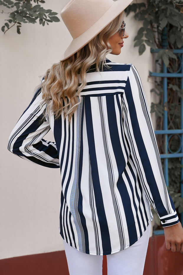 Stripe Button-Down Long Sleeve Shirt
