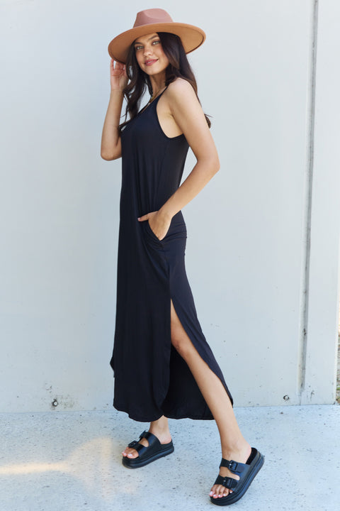 Full Size Cami Side Slit Maxi Dress