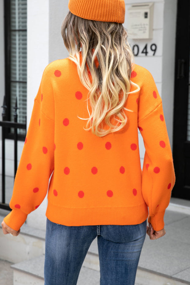 Polka Dot Round Neck Sweater