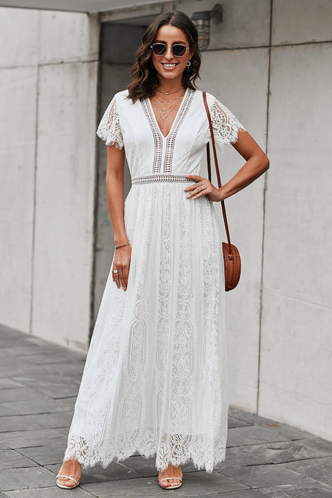 Scallop Trim Lace Dress