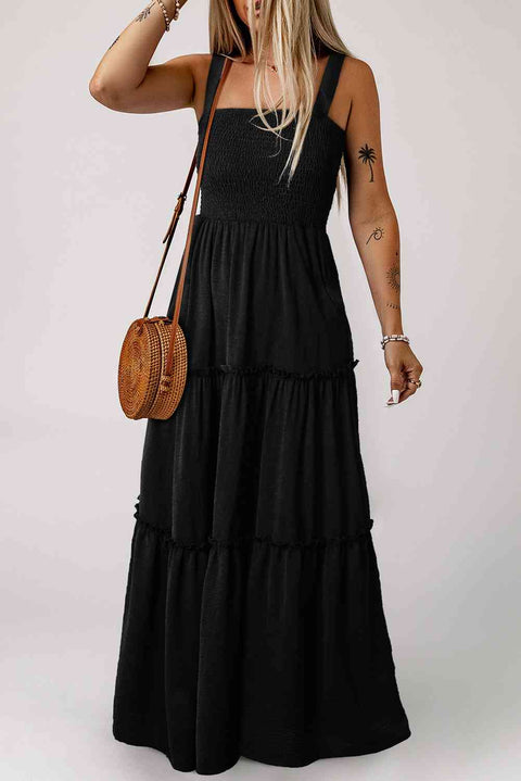 Square Neck Tier Maxi Dress