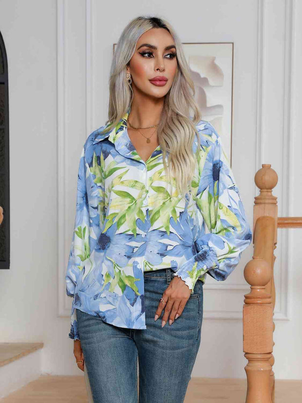 Floral Collar Neck Button Shirt