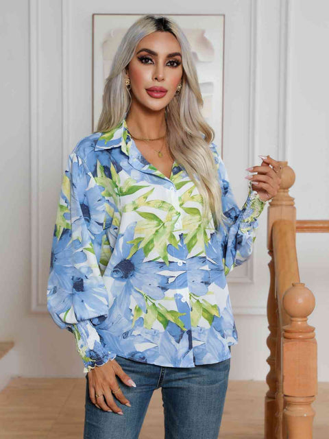 Floral Collar Neck Button Shirt