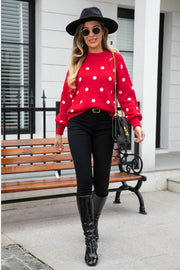 Polka Dot Round Neck Sweater