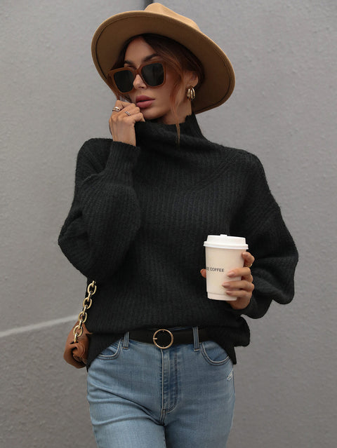 High Neck Knit Pullover Sweater