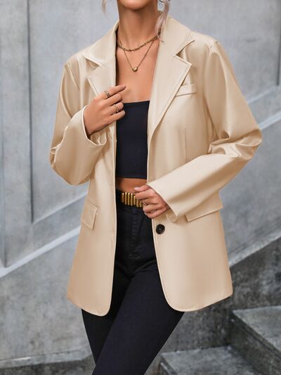 Button Up Collar Neck Blazer