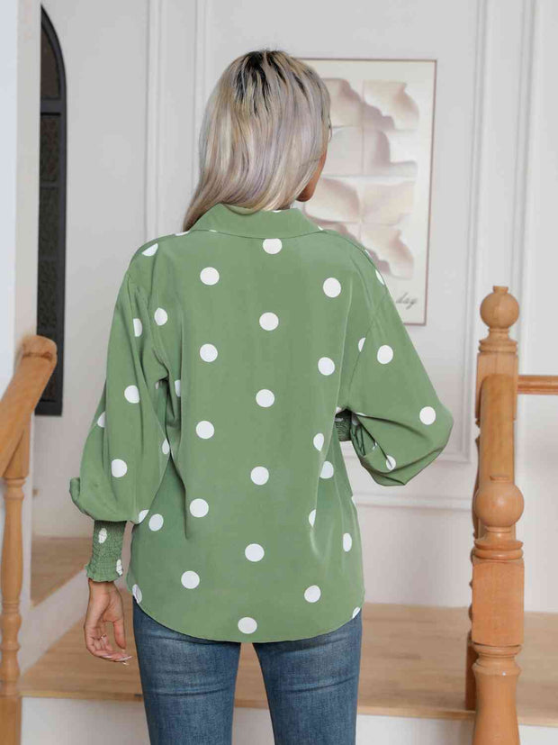 Polka Dot Collar Neck Shirt