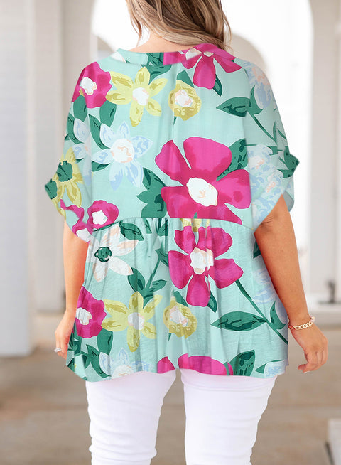 Plus Size Printed Half Sleeve Top