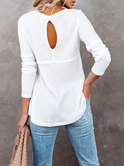 Cutout Round Neck Long Sleeve T-Shirt