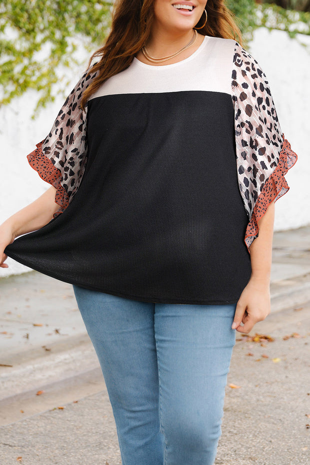 Plus Size Printed Ruffled Blouse