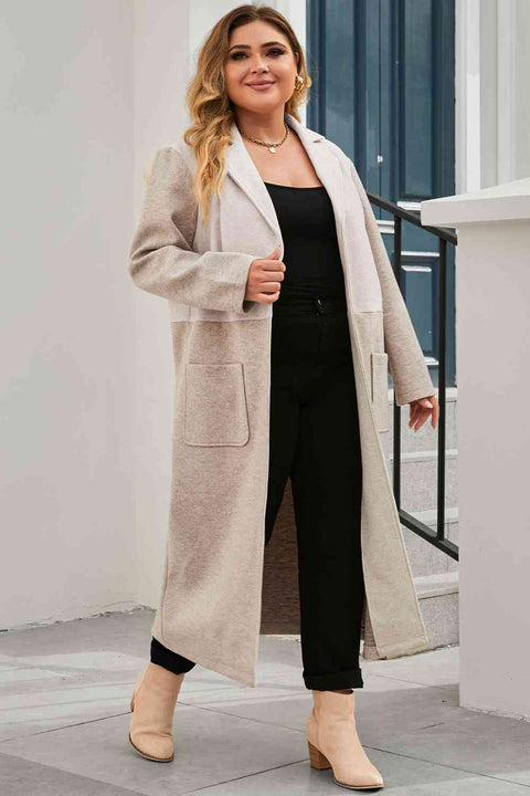 Plus Size Button Longline Coat