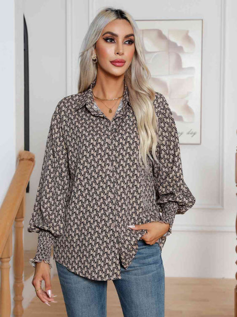 Printed Collar Neck Button Shirt