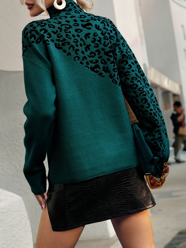 Leopard Mock Neck Sweater