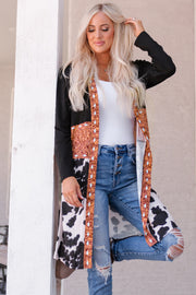 Printed Color Block Cardigan