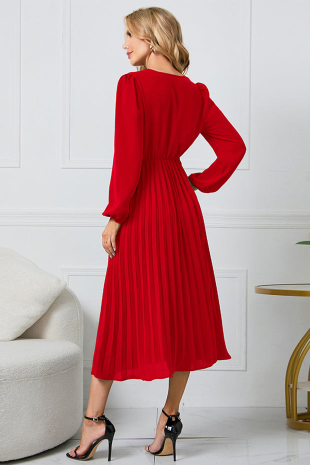 Long Sleeve Tie Waist Midi Dress